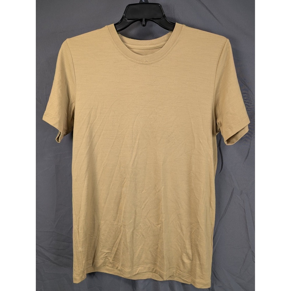 Outlier NYC Merino Wool Crew Neck T-Shirt Men's Size Large Tan Khaki Mustard ... - Picture 1 of 12